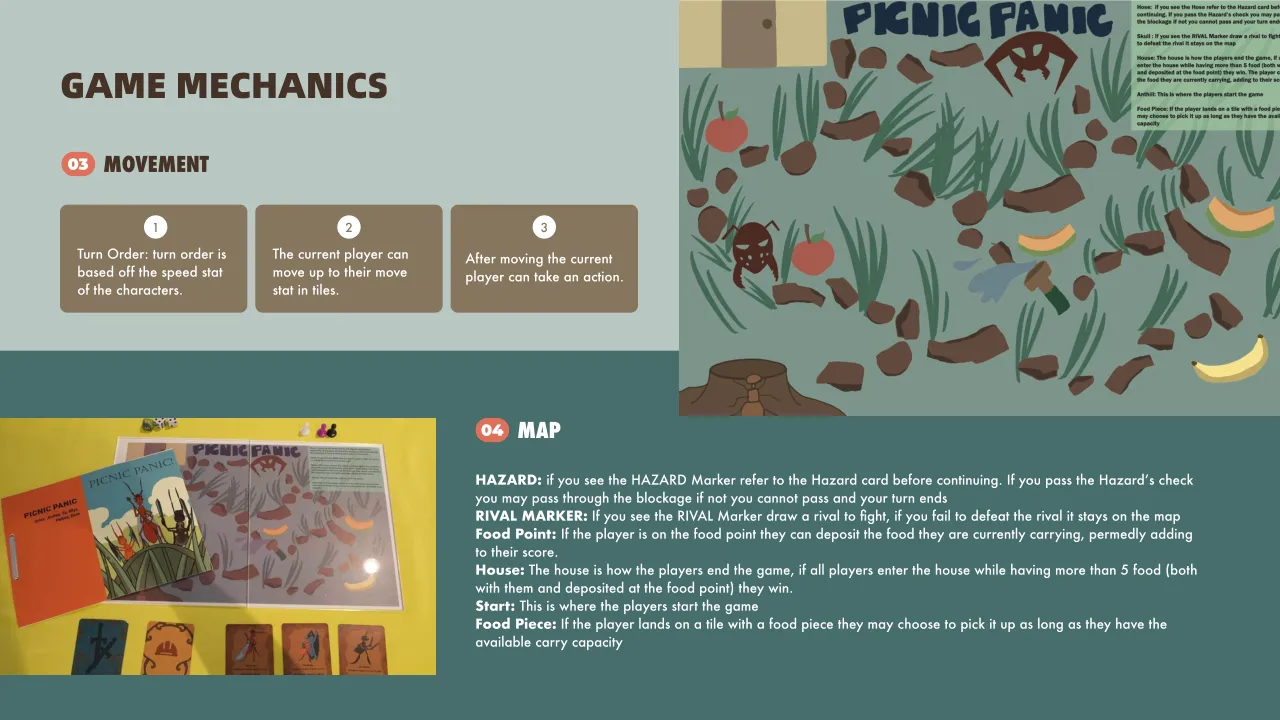 Picnic Panic! movement rules and board map
